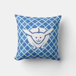 Little Japanese rabbit, blue Cushion