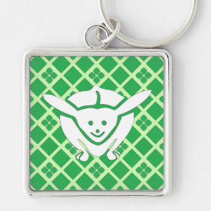 Little Japanese rabbit, green Key Ring