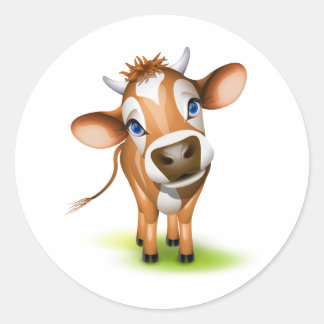Little jersey cow classic round sticker