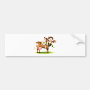 Little Jersey cow eating daisy Bumper Sticker