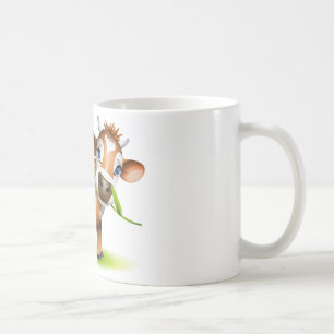 Little Jersey cow eating daisy Coffee Mug