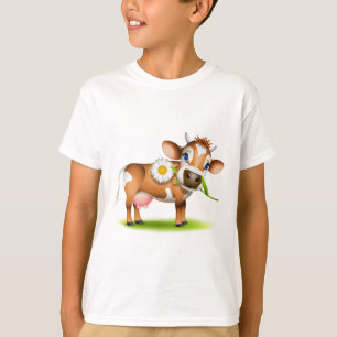 Little Jersey cow eating daisy T-Shirt