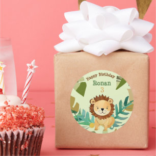 Little Jungle Prince Lion Birthday Classic Round Sticker