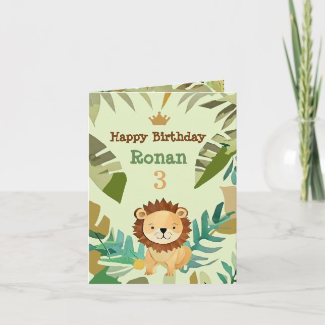 Little Jungle Prince Lion Birthday Holiday Card (Front)