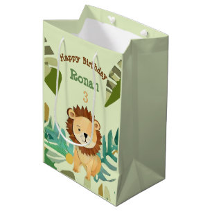 Little Jungle Prince Lion Birthday Medium Gift Bag