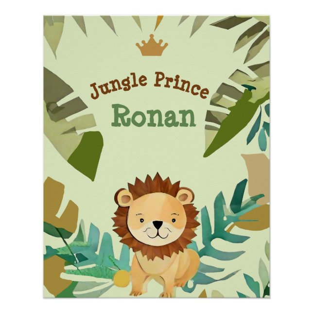 Little Jungle Prince Lion Birthday Poster (Front)