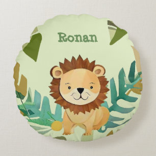 Little Jungle Prince Lion Birthday Round Cushion