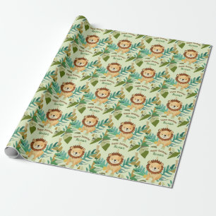 Little Jungle Prince Lion Birthday Wrapping Paper