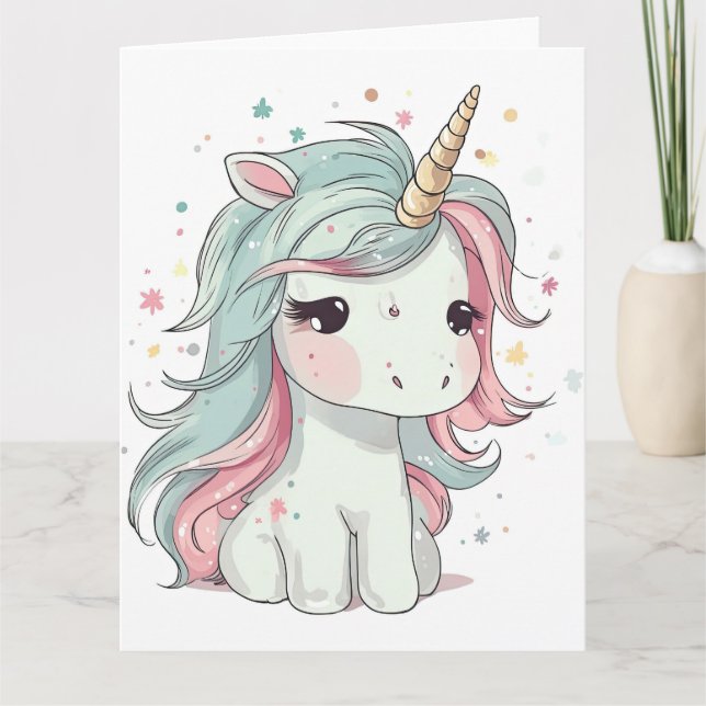 Little Kawaii Unicorn Card (Front)