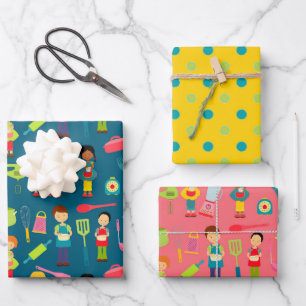 Little Kids Cooking wrapping Paper 2