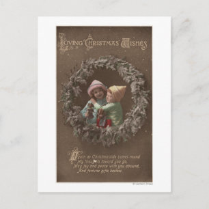 Little Kids Embracing Postcard