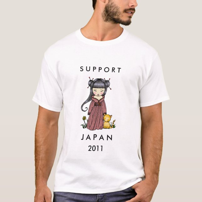 Little Kimono Girl Japan Relief t-shirt (Front)