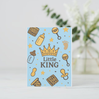 Little King Baby Shower  Invitation Postcard