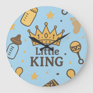 Little King Baby Shower  Large Clock