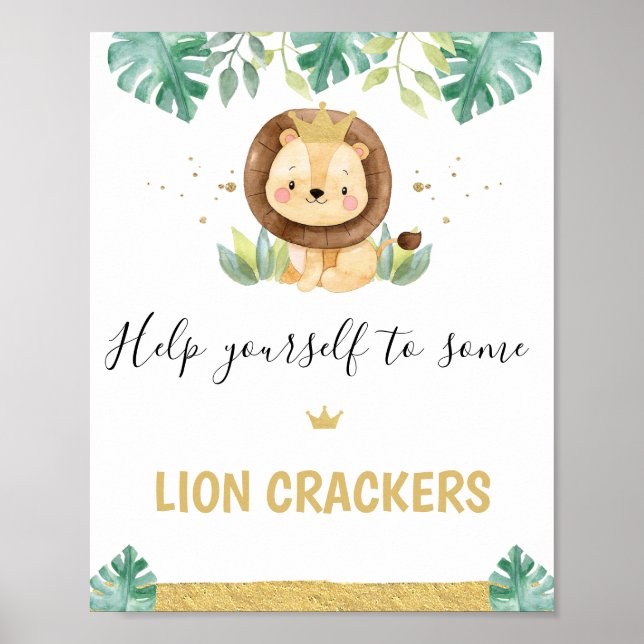 Little King Lion Crown 1st Birthday Party Sign (Front)