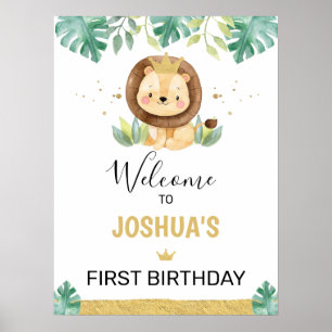 Little King Lion Crown 1st Birthday Welcome Sign
