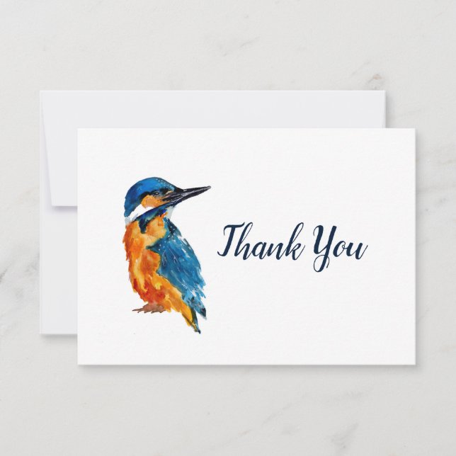 Little Kingfisher Bird Thank You Card (Front)