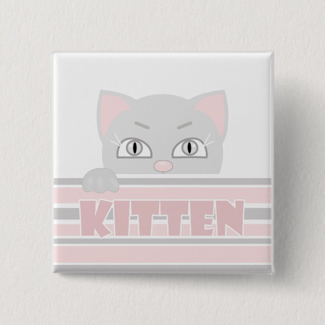 Little kitten 15 cm square badge (Front)
