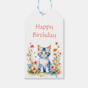 Little Kitten Girl's Birthday Party Personalised Gift Tags