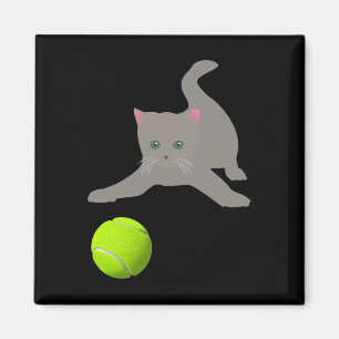 Little Kitten Playing With A Tennis Ball Cat Magnet