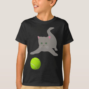 Little Kitten Playing With A Tennis Ball Cat T-Shirt