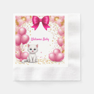 Little Kitten Welcome Baby Card 🐱 Napkin