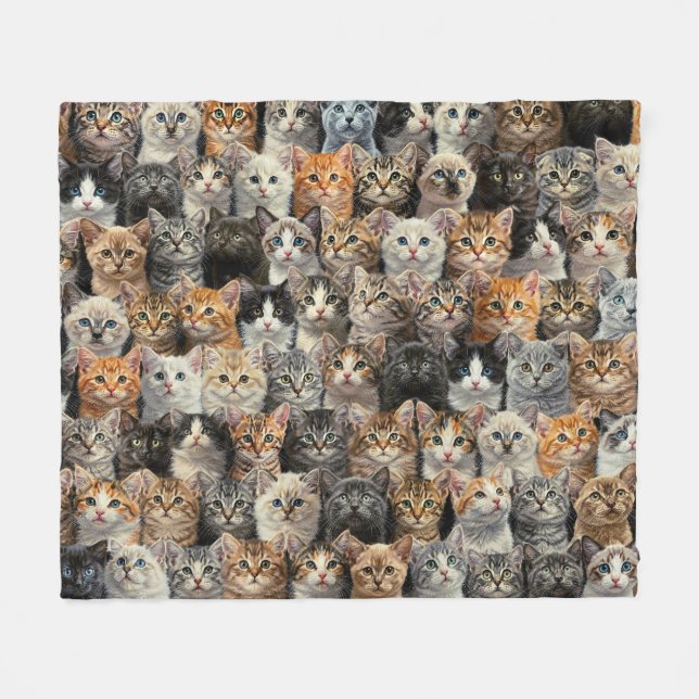 Little Kittens Parade Fleece Blanket (Front (Horizontal))