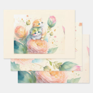 Little kittens wrapping paper sheet