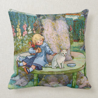 Little Kitty and Child from Mother Goose Cushion