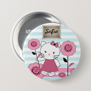 Little Kitty Large Tote Bag 7.5 Cm Round Badge