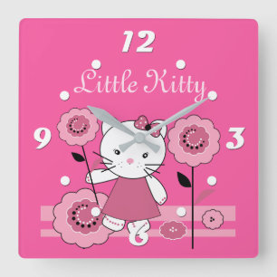 Little Kitty Square Wall Clock