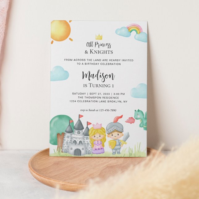 Little Knight and Princess Castle Kids Birthday Invitation (Creator Uploaded)