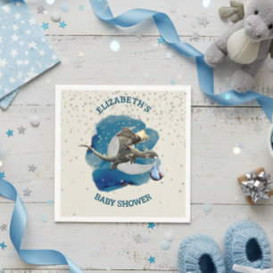  Little Knight Dragon Silver Star Baby Shower   Napkin