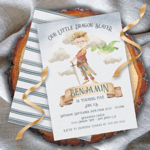 Little Knight Dragon Slayer Fairytale Birthday Invitation