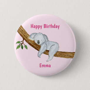 Little Koala Happy Birthday 6 Cm Round Badge