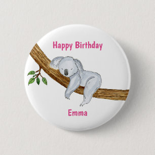 Little Koala Happy Birthday 6 Cm Round Badge