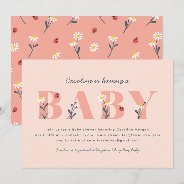 Little Lady Baby Shower Invitation (Front/Back)