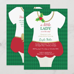 Little Lady Baby Shower Invitation, Christmas Invitation