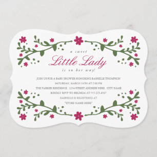 Little Lady Baby Shower Invitation / Plum