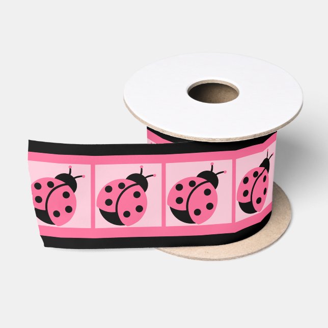 "Little Lady Bug" (banded) Satin Ribbon (Spool)