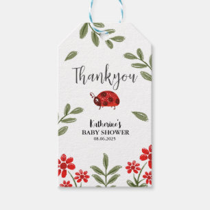 Little lady bug is on her way girl baby shower gift tags