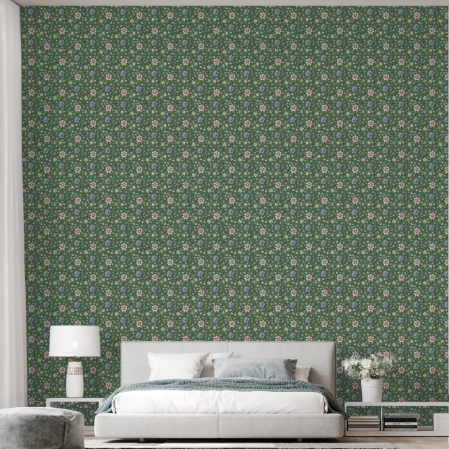 Little Lady Bugs and Flowers Pattern Wallpaper (Bedroom)