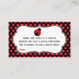 Little Lady Diaper Raffle Ticket, Ladybug Enclosure Card