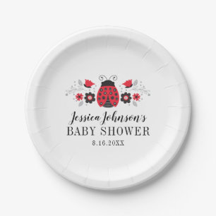 Little Lady Ladybug Baby Shower Paper Plate