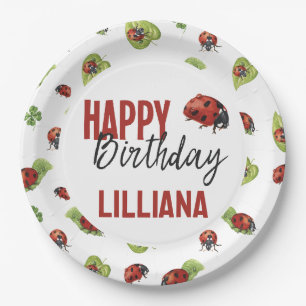 Little Lady Ladybug Birthday Party, Any Age Paper Plate