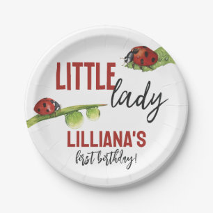 Little Lady Ladybug Birthday Party, Any Age Paper Plate
