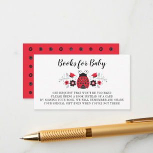 Little Lady Ladybug Books for Baby Shower Enclosure Card