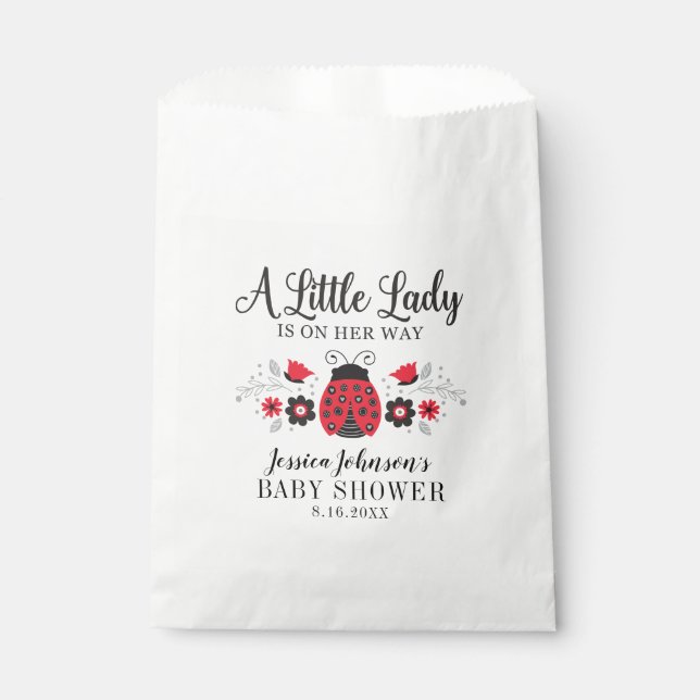 Little Lady Ladybug Girl Baby Shower  Favour Bags (Front)