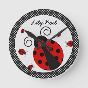 Little Lady Ladybug Med. Clock-Great for nurseries Round Clock
