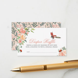 Little Lady Ladybug Roses Diaper Raffle Ticket Enclosure Card